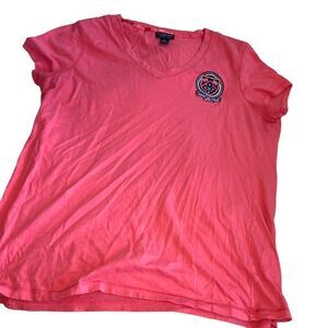 US Polo association XL rose pink with cap sleeve, v neck official embroidered